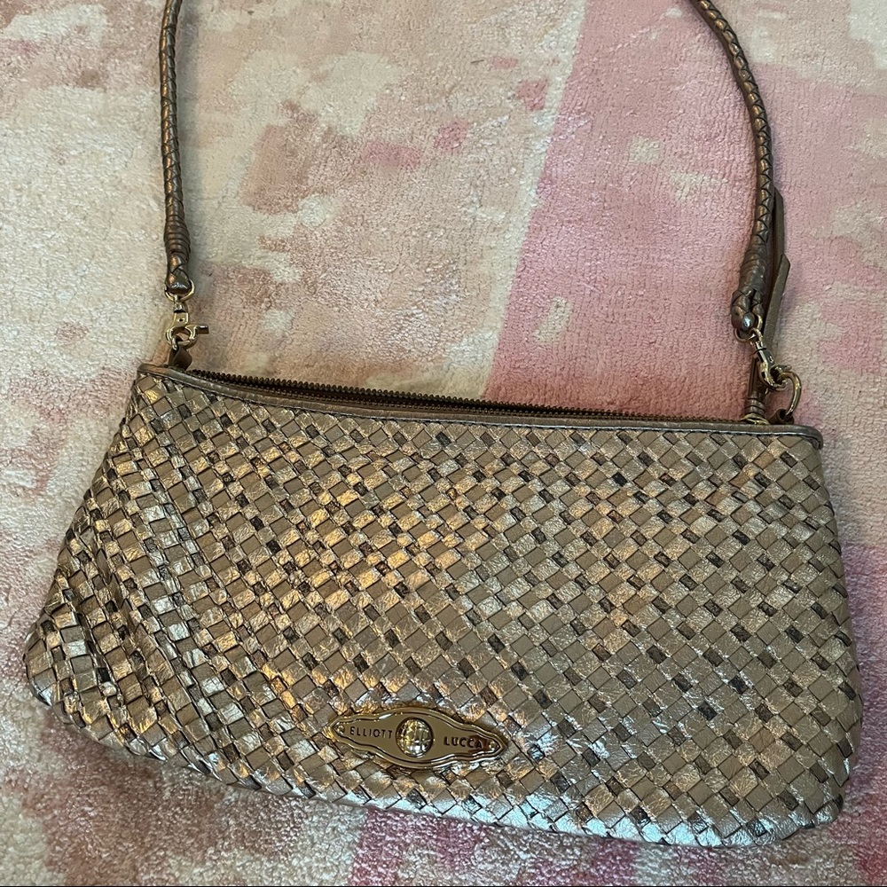 Elliott Luca Leather Metallic Weave Purse/Crossbody